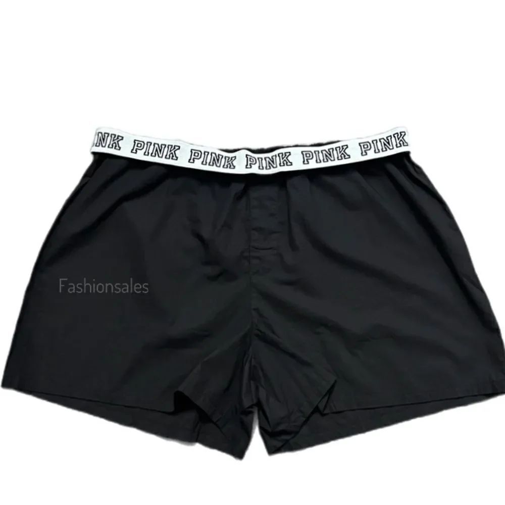 Victoria’s Secret Pink Sleepwear Cotton pj shorts Pink logo waistband black